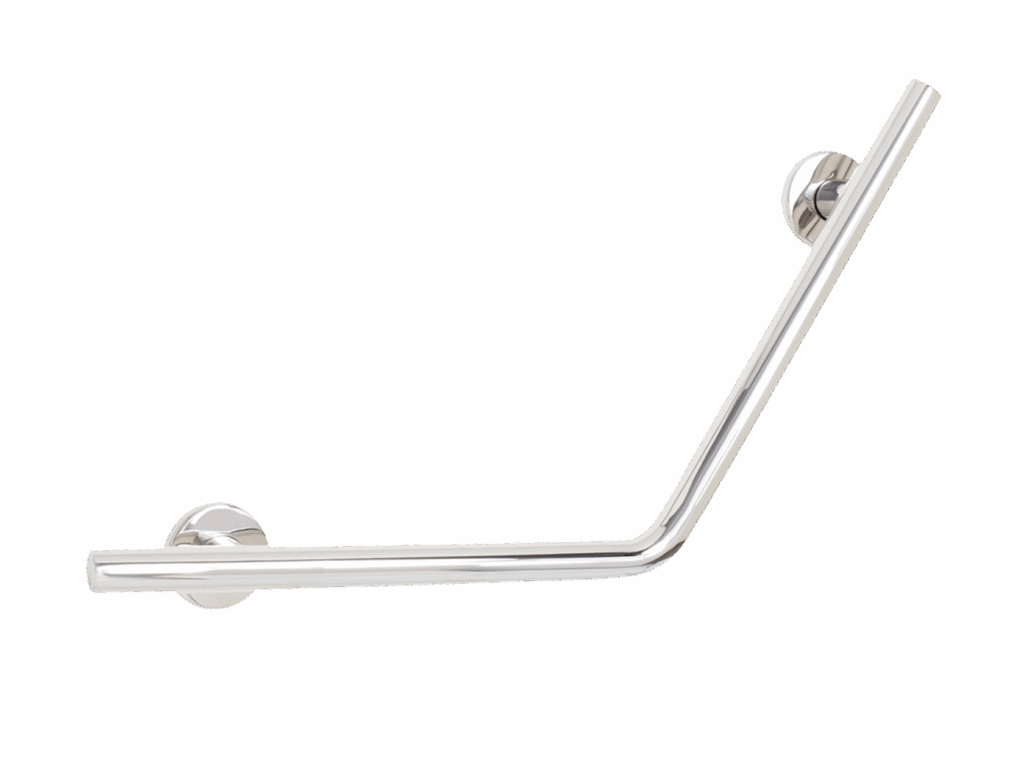 16" x 16" Angled Wedge Wall Mount Grab Bar, 1 ¼" Diameter, Polished Finish
